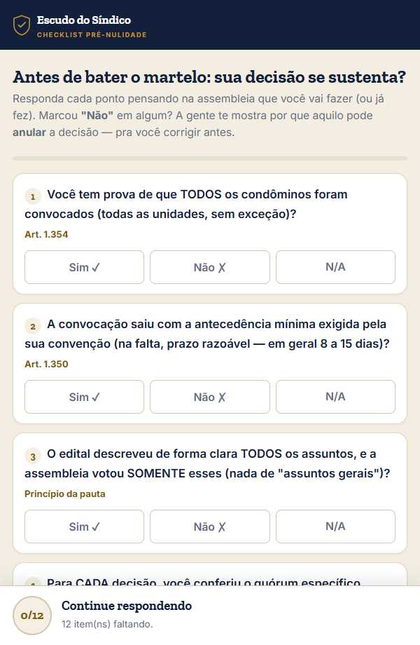 Checklist de 12 pontos para conferir antes da assembleia